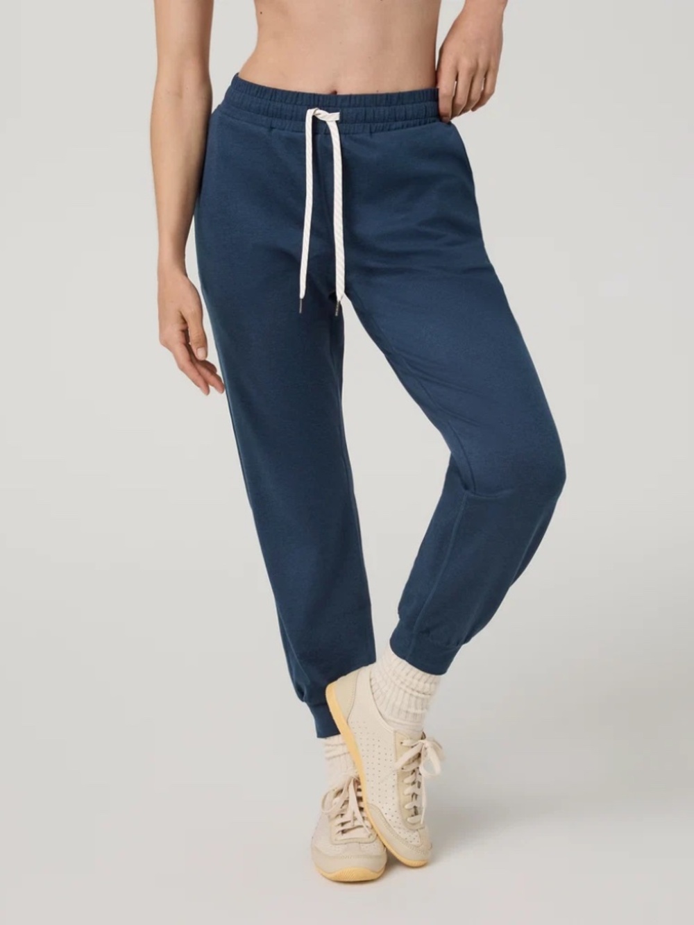 Vuori Navy Blue Track Joggers with White Drawstring